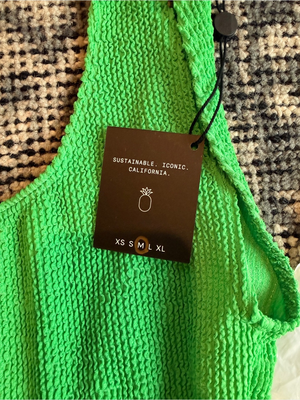 Skatie Bright Green Ribbed Scoop One-Piece Swimsuit - Picture 4 of 5